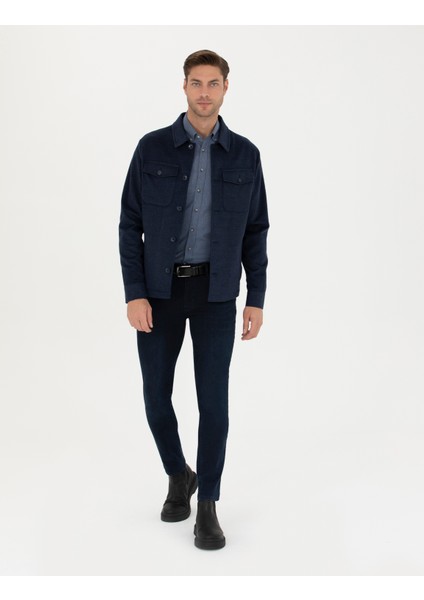 Erkek Lacivert Regular Fit Gömlek Ceket 50287361-VR033
