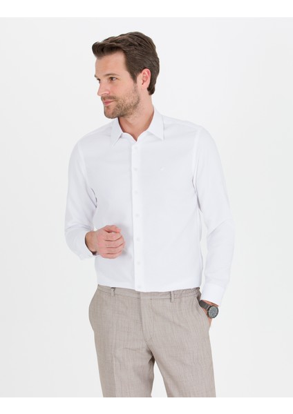 Erkek Beyaz Slim Fit Uzun Kollu Gömlek 50265105-VR013 fiyatları
