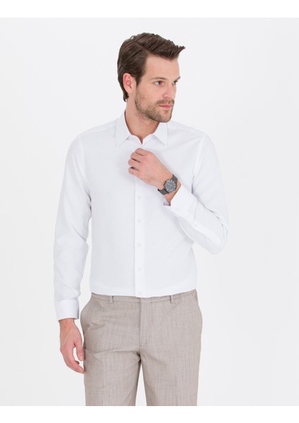 Erkek Beyaz Slim Fit Uzun Kollu Gömlek 50265105-VR013 modelleri