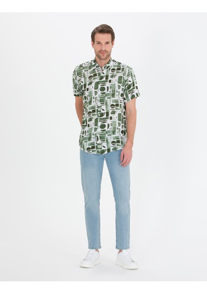 Erkek Haki Regular Fit Kısa Kollu Gömlek 50265094-VR027 modelleri