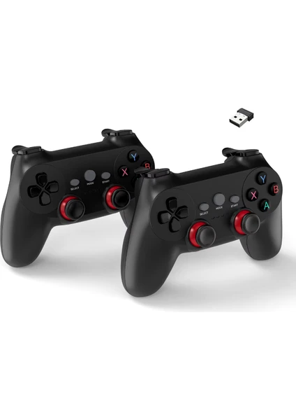 Çift Josystick 2.4g Kablosuz Oyun Kolu Pc Uyumlu Pilli Joystick Wireless Gamepad 0019