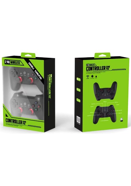 Çift Josystick 2.4g Kablosuz Oyun Kolu Pc Uyumlu Pilli Joystick Wireless Gamepad 0019