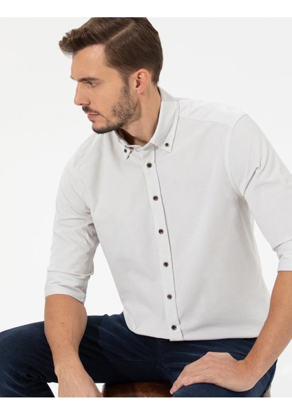 Erkek Bej Regular Fit Uzun Kollu Gömlek 50259467-VR011