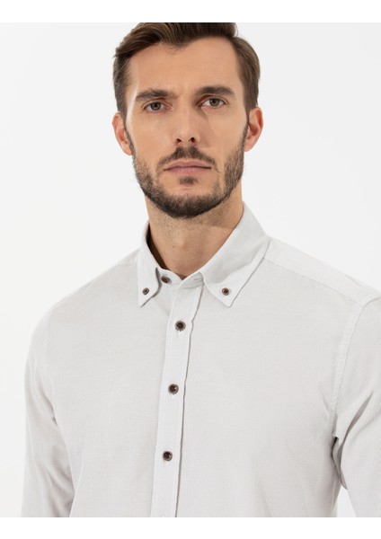 Erkek Bej Regular Fit Uzun Kollu Gömlek 50259467-VR011