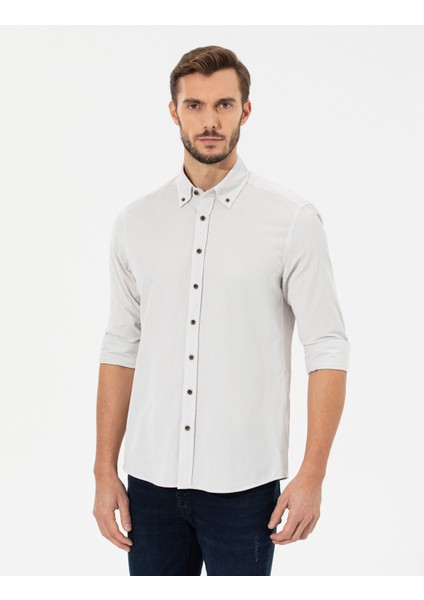 Erkek Bej Regular Fit Uzun Kollu Gömlek 50259467-VR011