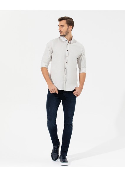 Erkek Bej Regular Fit Uzun Kollu Gömlek 50259467-VR011