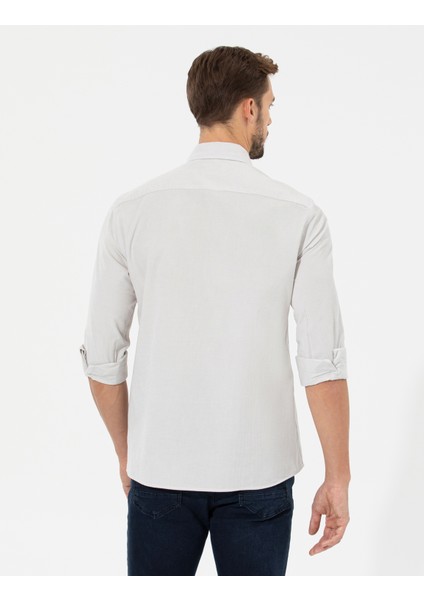 Erkek Bej Regular Fit Uzun Kollu Gömlek 50259467-VR011