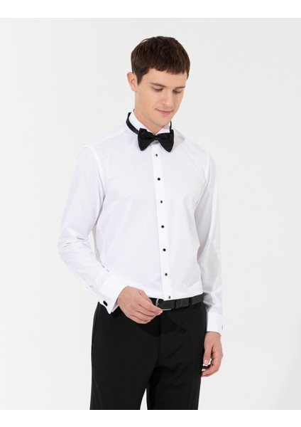 Erkek Beyaz Slim Fit Smokin Gömlek 50258966-VR013