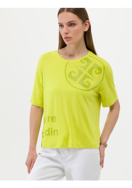 Kadın Yeşil Comfort Fit Tişört 50263377-VR232