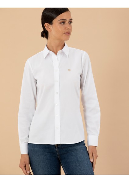 Kadın Beyaz Slim Fit Uzun Kollu Gömlek 50262541-VR013 modelleri