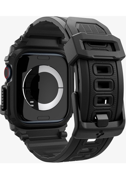 Apple Watch 46MM Seri 10 Kılıf & Kordon Kayış Rugged Armor Pro Matte Black - ACS08604