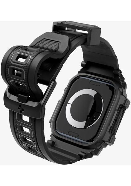 Apple Watch 46MM Seri 10 Kılıf & Kordon Kayış Rugged Armor Pro Matte Black - ACS08604