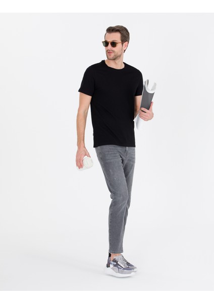 Erkek Siyah Slim Fit Basic Tişört 50267073-VR046 fırsatları
