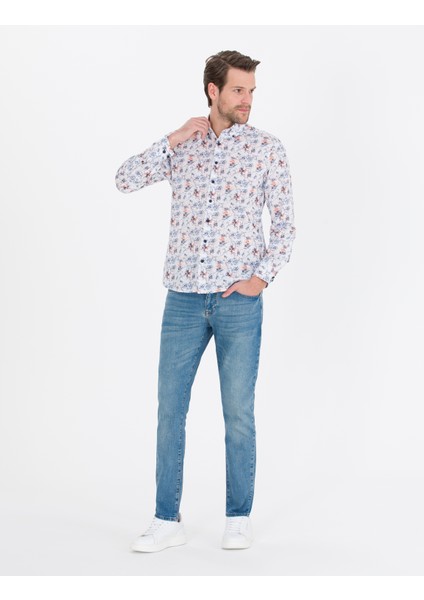 Erkek Lacivert Slim Fit Uzun Kollu Gömlek 50265014-VR033 fırsatları