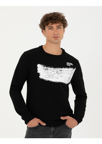 Erkek Siyah Regular Fit Sweatshirt 50272515-VR046