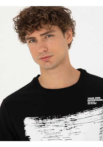 Erkek Siyah Regular Fit Sweatshirt 50272515-VR046