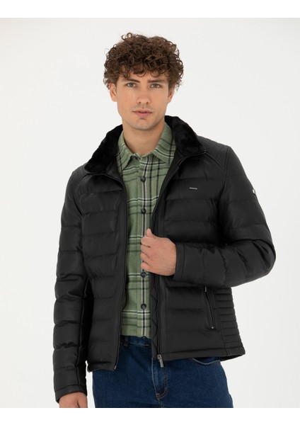 Erkek Siyah Suni Deri Mont 50280299-001