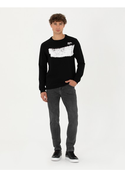 Erkek Siyah Regular Fit Sweatshirt 50272515-VR046