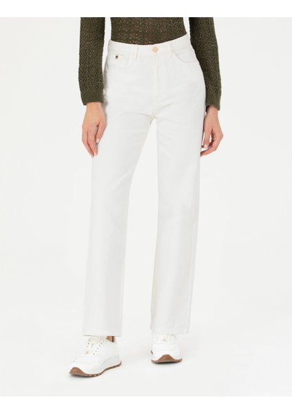 Kadın Beyaz High Waist Flare Fit Jean Pantolon 50273785-VR013 fiyatları