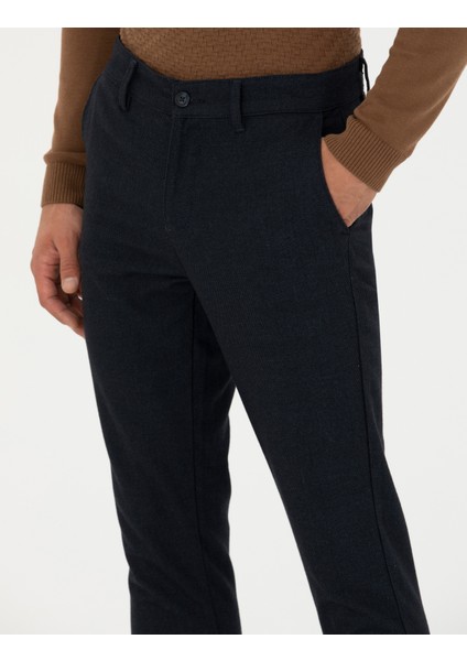 Erkek Lacivert Slim Fit Kanvas Pantolon 50276719-VR033