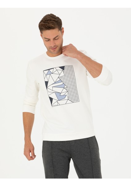 Erkek Ekru Regular Fit Sweatshirt 50273401-VR019