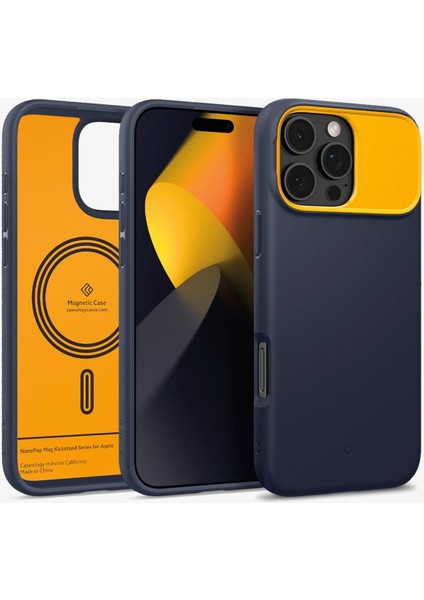 Caseology iPhone 16 Pro Max Kılıf Nano Pop Mag MagSafe özellikli Kickstand Blueberry Navy - ACS08056 modelleri