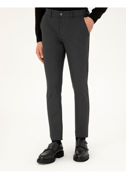 Erkek Antrasit Slim Fit Çizgili Kanvas Pantolon 50299528-VR006 fiyatları