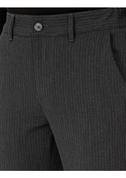 Erkek Antrasit Slim Fit Çizgili Kanvas Pantolon 50299528-VR006 indirimleri