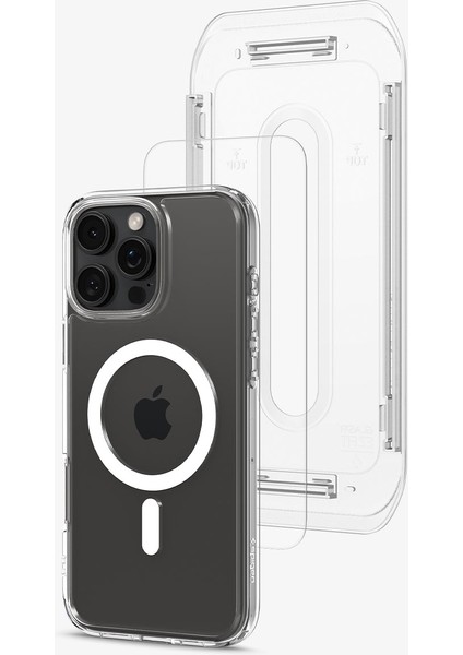 Apple iPhone 16 Pro Max Kılıf Ultra Hybrid Magfit + Glas.tr Ez Fit Slim Hd Kolay Kurulum Cam Ekran Koruyucu + Magsafe Özellikli Kılıf White - ACS08141