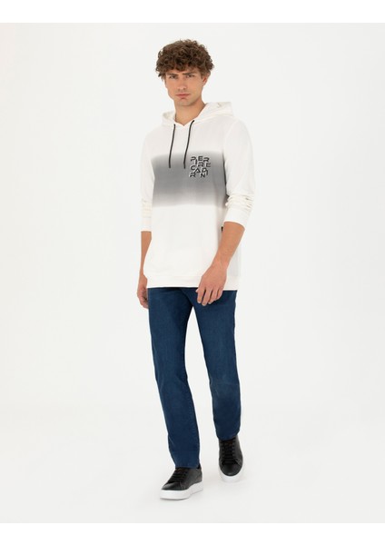 Pierre Cardin Erkek Ekru Regular Fit Kapüşonlu Sweatshirt 50272827-VR019