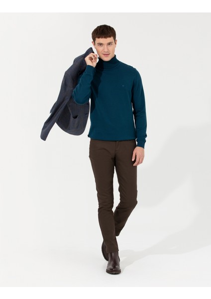 Erkek Kahverengi Slim Fit Kanvas Pantolon 50264764-VR029