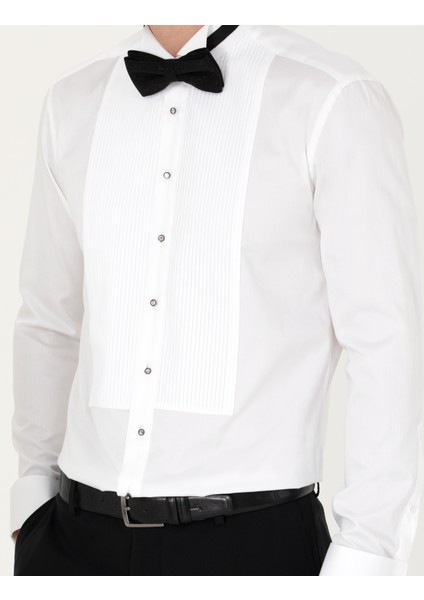 Erkek Beyaz Slim Fit Smokin Gömlek 50277128-VR013 indirimleri