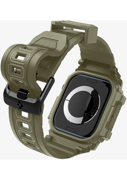 Apple Watch 46mm Seri 10 Kılıf & Kordon Kayış Rugged Armor Pro Vintage Khaki - ACS08608