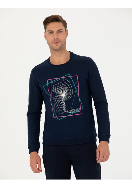 Erkek Lacivert Regular Fit Sweatshirt 50273402-VR033