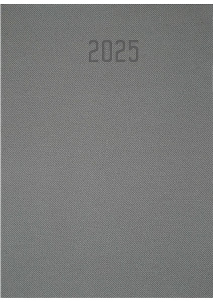 2025 Yılı Termo Deri Çizgili Günlük Ajanda  Gri 17X24