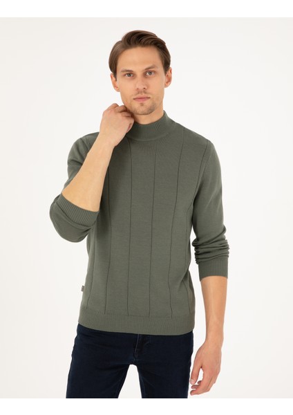 Erkek Duman Slim Fit Yarım Balıkçı Yaka Triko Kazak 50300460-VR210 modelleri