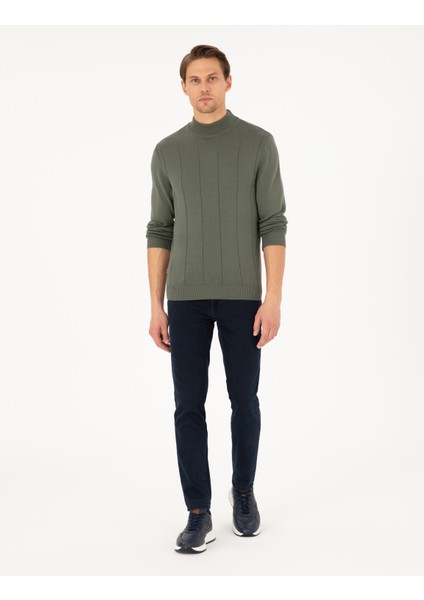 Erkek Duman Slim Fit Yarım Balıkçı Yaka Triko Kazak 50300460-VR210 fırsatları