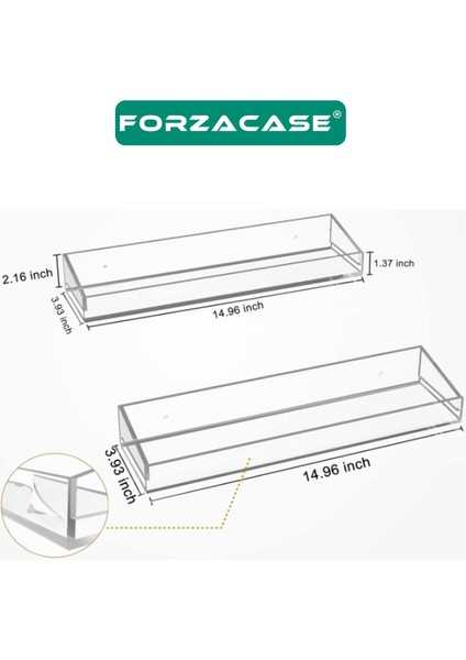 2 Adet Yapışkan Monteli Minimalist Tasarımlı Akrilik Şeffaf Duvar Banyo Mutfak Rafı FC857