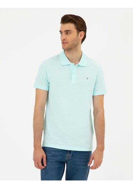 Erkek Su Yeşili Slim Fit Basic Tişört 50291625-VR048