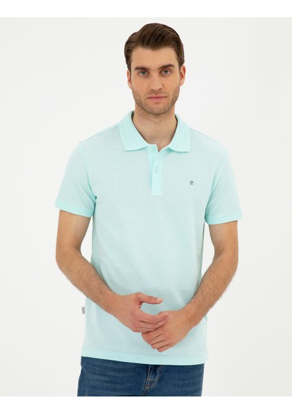 Erkek Su Yeşili Slim Fit Basic Tişört 50291625-VR048