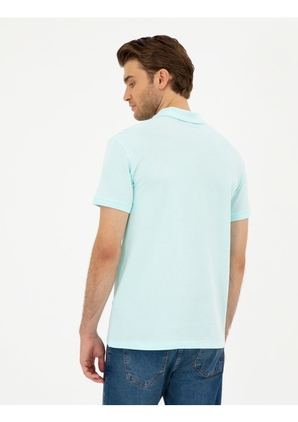 Erkek Su Yeşili Slim Fit Basic Tişört 50291625-VR048