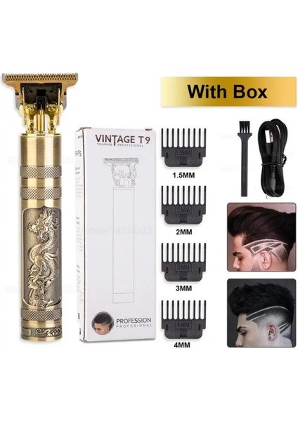 Erkekler Için Profesyonel Yeni Vıntage T9 Ejderha Tarzı Düzeltici, USB Şarj Edilebilir Anahat Edger …… (Yurt Dışından) modelleri