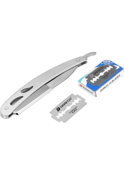 Tıraş Jiletleri Taşınabilir Seyahat Paslanmaz Çelik Giyotin 10 Adet Bıçaklı (Yurt Dışından)