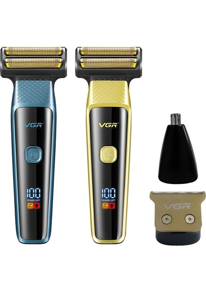 Vgr V-366 Çift Bıçak Net Iki Hız Şarj Edilebilir Elektrikli Sakal Burun Saç Berber Tıraş Makinesi 3 In 1 Erkekler LED Ekranlı (Yurt Dışından)