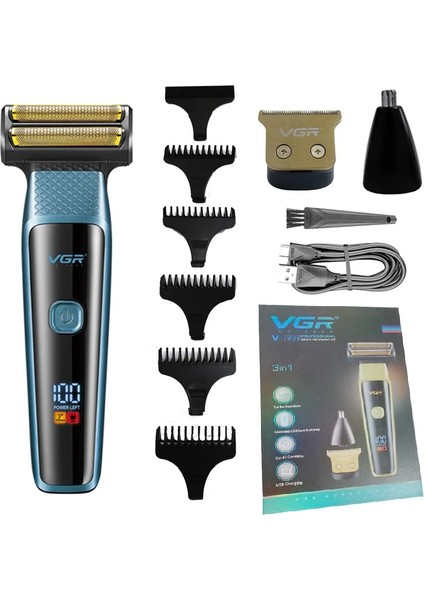 Vgr V-366 Çift Bıçak Net Iki Hız Şarj Edilebilir Elektrikli Sakal Burun Saç Berber Tıraş Makinesi 3 In 1 Erkekler LED Ekranlı (Yurt Dışından) fiyatları