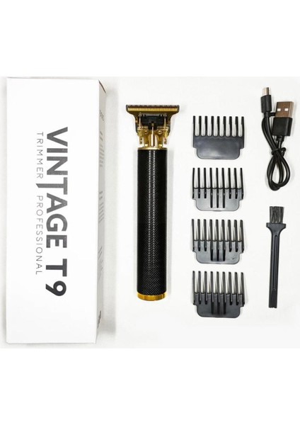 Premium Stil Vintage T9 Profesyonel Saç Kesme Makinesi, USB Şarj Cihazı, Yakın Kesim T-Bıçağı ve Sakal Kesme Makinesi ile (Yurt Dışından)