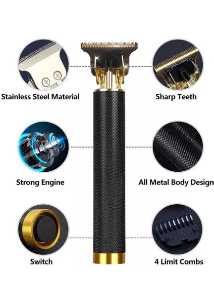 Premium Stil Vintage T9 Profesyonel Saç Kesme Makinesi, USB Şarj Cihazı, Yakın Kesim T-Bıçağı ve Sakal Kesme Makinesi ile (Yurt Dışından) fiyatları