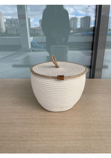 Honeypot Model Jüt Polip Şık Dekoratif Bohem Kapaklı Sepet Kutu