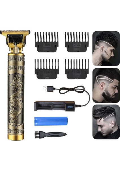 Vintage T9 Dragon Style Metal Gövdeli Saç Kesme Makinesi ve Saç Kesme Makinesi Profesyonel - Şarj Edilebilir Sakal (Yurt Dışından) fiyatları