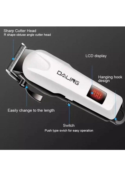 Dalıng Professıonal Akülü Şarj Edilebilir LED Ekran Elektrikli Saç Kesme Makinesi DL-809A Elektrikli Tıraş Makinesi Metal Düzeltici Erkekler Için (Yurt Dışından) fiyatları